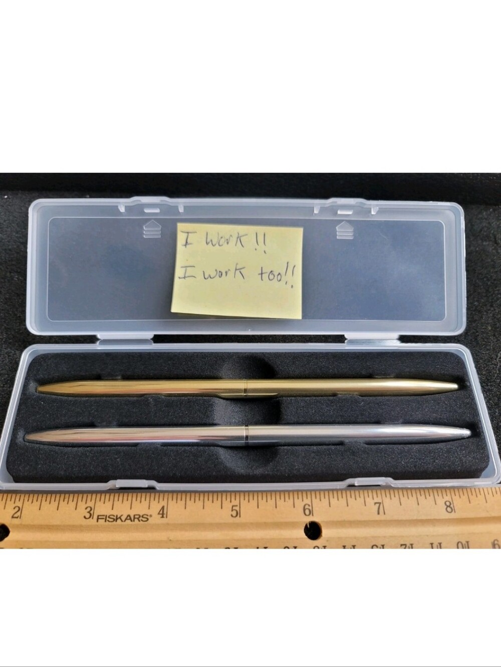 Executive Pen Set With Case Used Both Pens Write Well Silver And Gold Tone